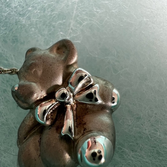 Tiffany and Co Silver Teddy Bear Necklace #925 with box dust bag & shopping bag - Picture 3 of 10